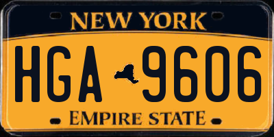 NY license plate HGA9606
