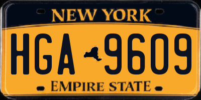 NY license plate HGA9609