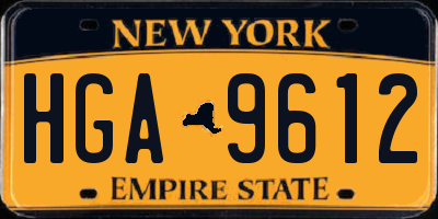 NY license plate HGA9612