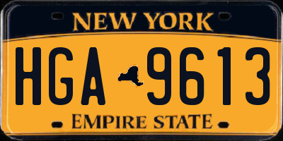 NY license plate HGA9613