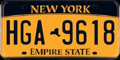 NY license plate HGA9618