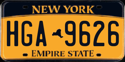 NY license plate HGA9626