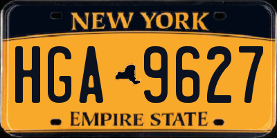 NY license plate HGA9627