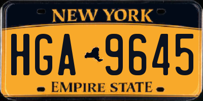 NY license plate HGA9645