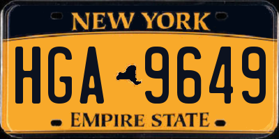 NY license plate HGA9649