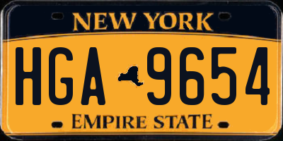 NY license plate HGA9654