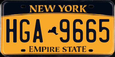 NY license plate HGA9665