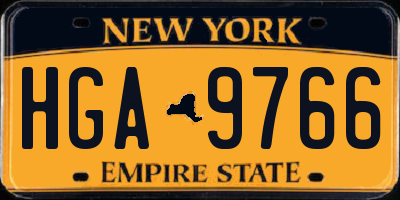 NY license plate HGA9766