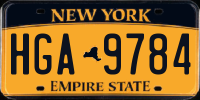 NY license plate HGA9784
