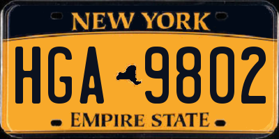 NY license plate HGA9802