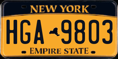 NY license plate HGA9803