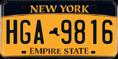 NY license plate HGA9816