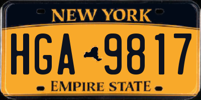 NY license plate HGA9817