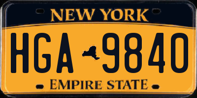 NY license plate HGA9840