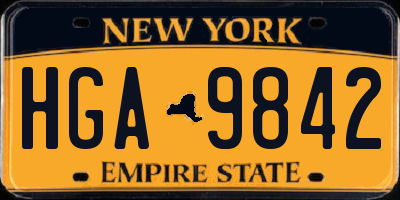 NY license plate HGA9842