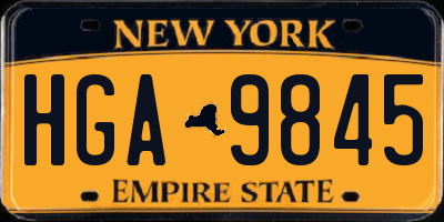 NY license plate HGA9845