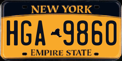 NY license plate HGA9860