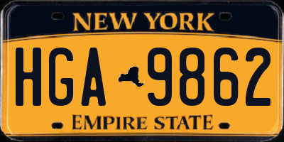 NY license plate HGA9862