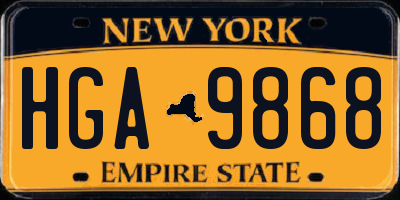 NY license plate HGA9868