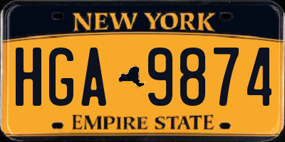 NY license plate HGA9874