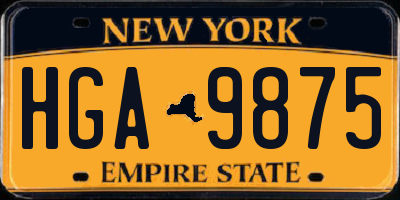 NY license plate HGA9875