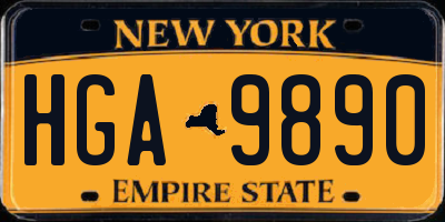 NY license plate HGA9890