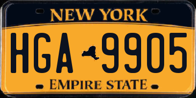 NY license plate HGA9905