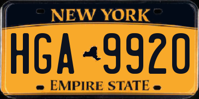 NY license plate HGA9920