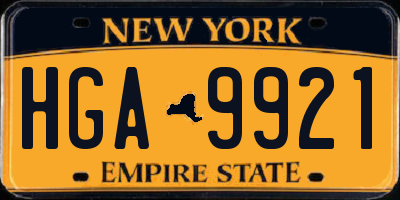 NY license plate HGA9921