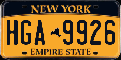 NY license plate HGA9926