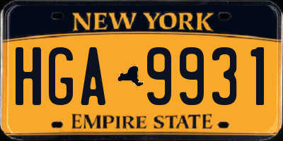 NY license plate HGA9931