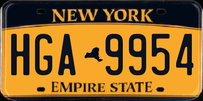 NY license plate HGA9954