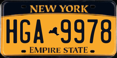 NY license plate HGA9978