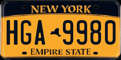 NY license plate HGA9980