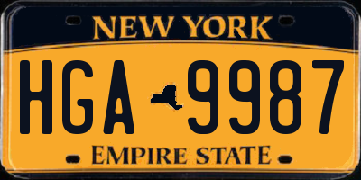 NY license plate HGA9987