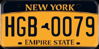 NY license plate HGB0079