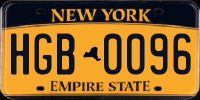 NY license plate HGB0096
