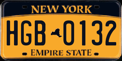 NY license plate HGB0132