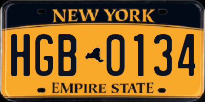 NY license plate HGB0134