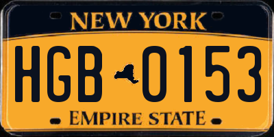 NY license plate HGB0153