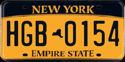 NY license plate HGB0154