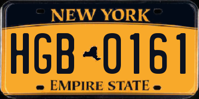 NY license plate HGB0161