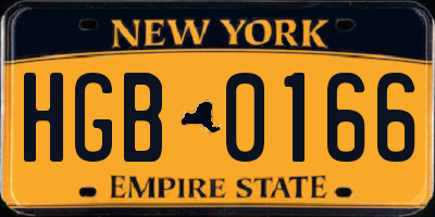 NY license plate HGB0166