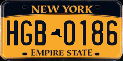 NY license plate HGB0186
