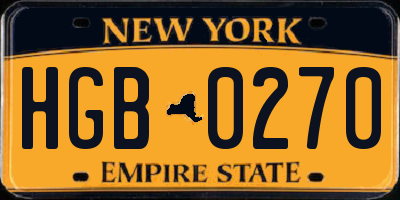 NY license plate HGB0270
