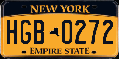 NY license plate HGB0272