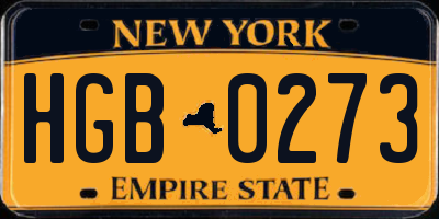 NY license plate HGB0273