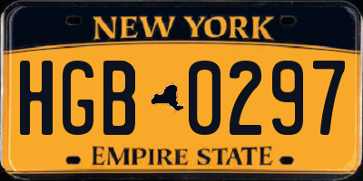 NY license plate HGB0297