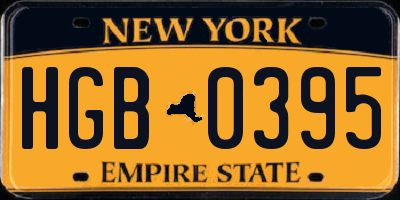 NY license plate HGB0395