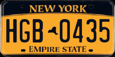 NY license plate HGB0435